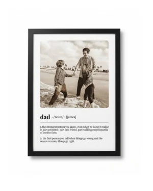Eden Canvas Dad Definition Photo Frame - Black Acrylic A4 Size 21 x 30 cm - Gifts For Dad Definition Print And Definition Poster - Father's Day Photo Frame Birthday Present For Wall Or Table