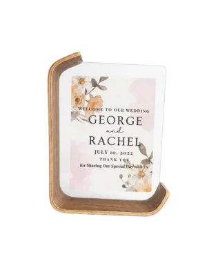 Personalised Floating Acrylic Frame Wedding Welcome Sign with Wooden Base