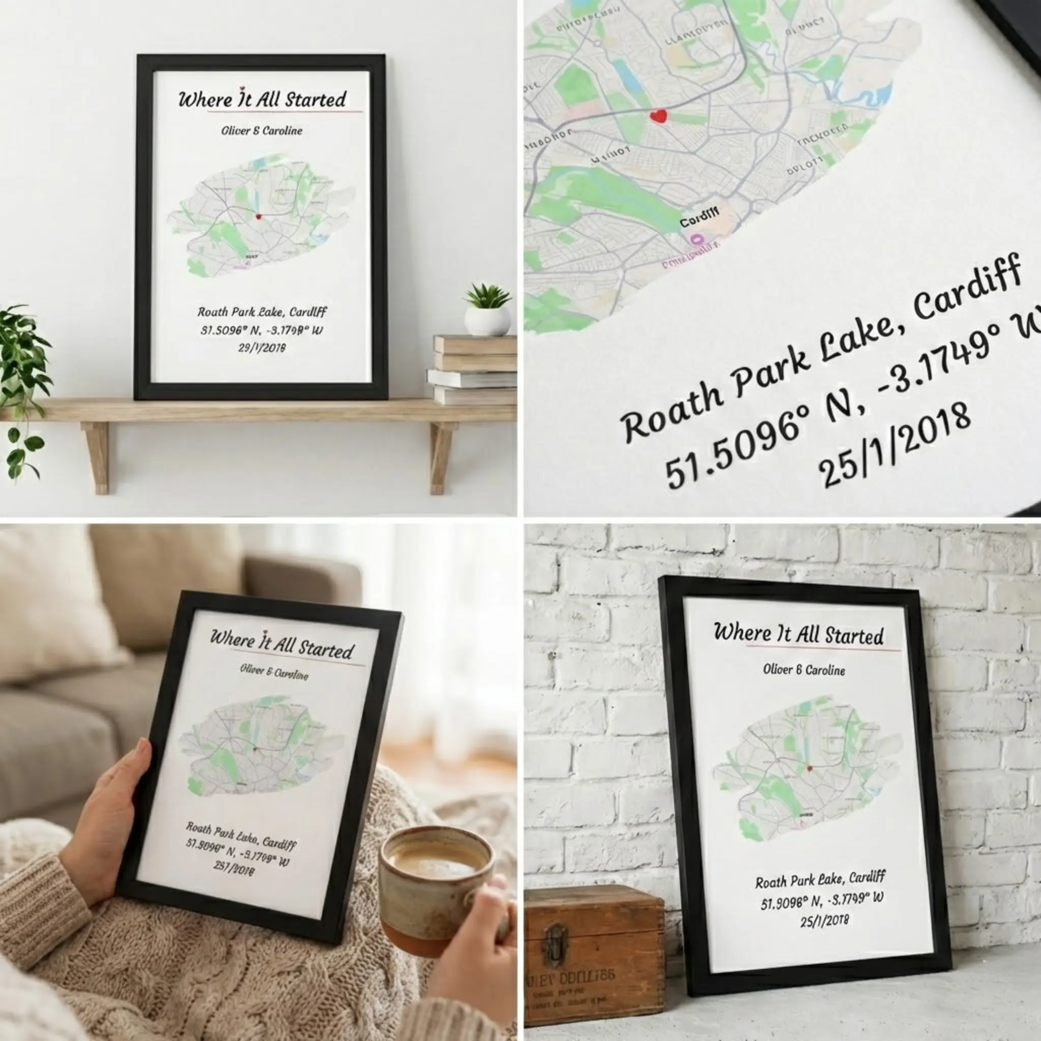 Personalised 'Where It All Started' Custom Map Print (A4 Framed) - Image 2