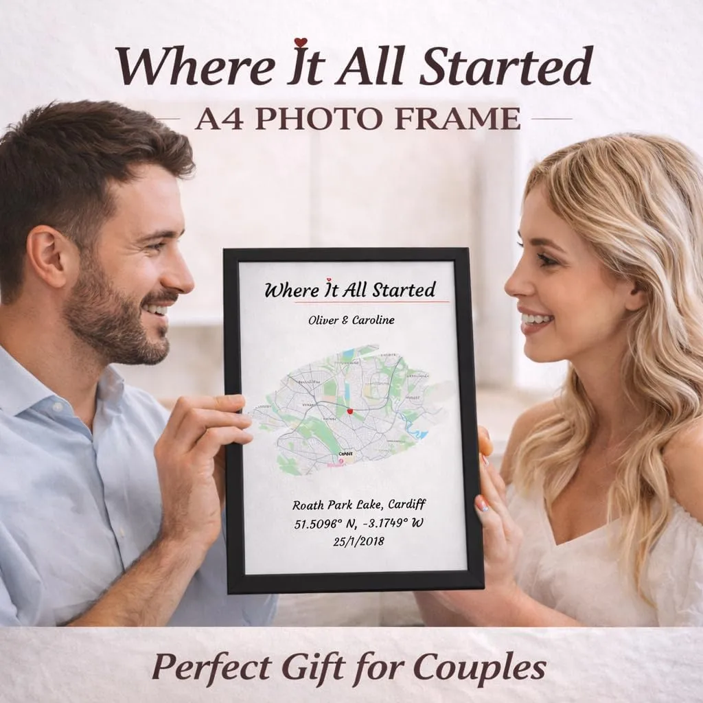 Personalised 'Where It All Started' Custom Map Print (A4 Framed) - Image 4