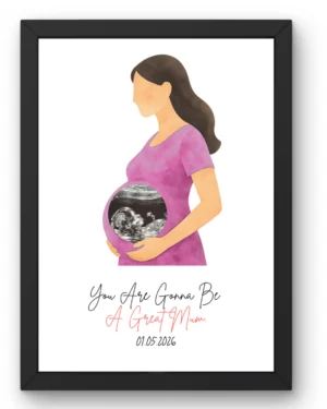 Personalised Baby Scan Watercolour Silhouette Frame