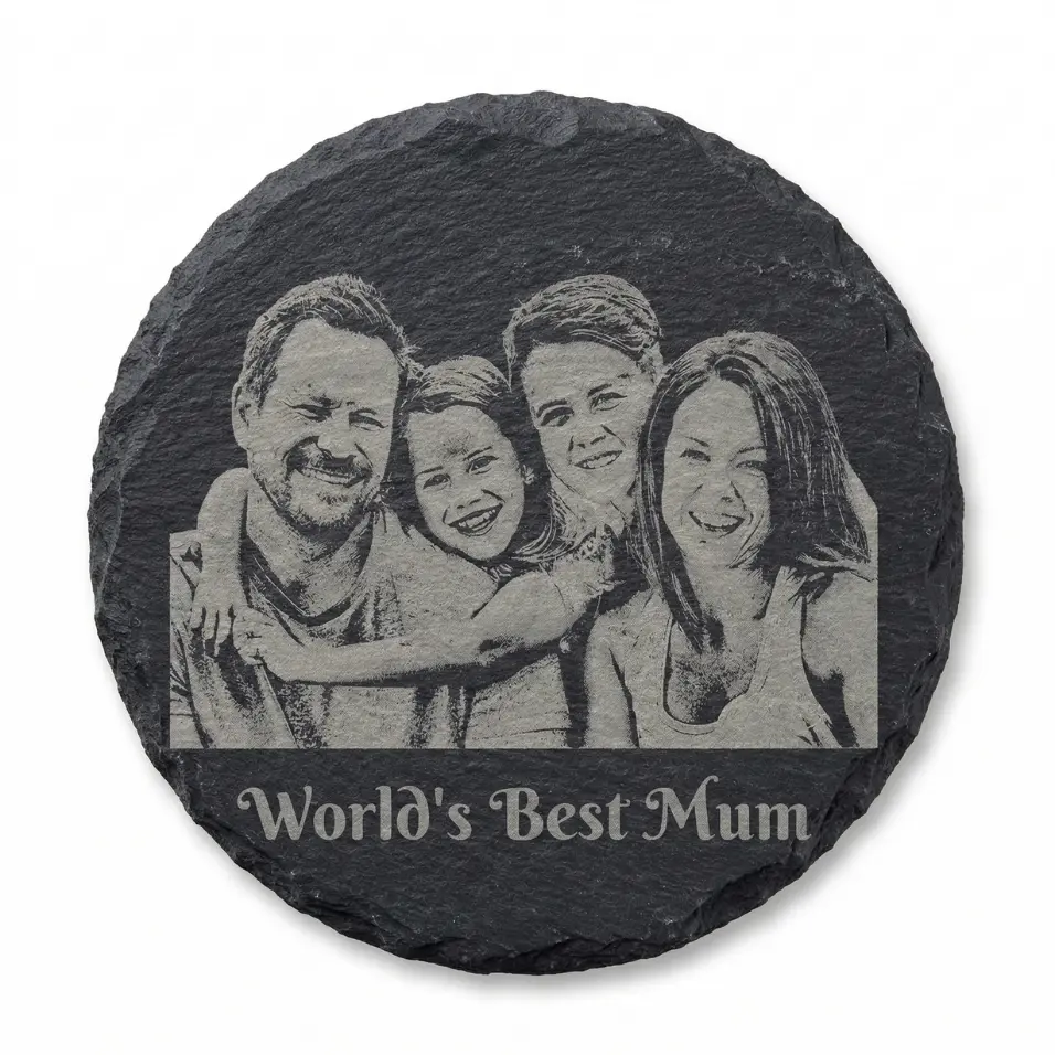 Personalised Slate Coasters (Set of 4) – Custom Photo & Message Laser Engraved - Image 5