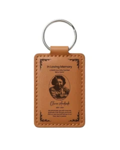 Personalised Laser Engraved PU Leather Photo Memorial Keychain