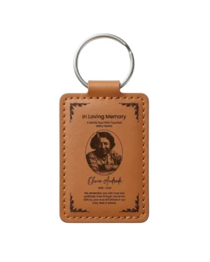 Personalised Laser Engraved PU Leather Photo Memorial Keychain