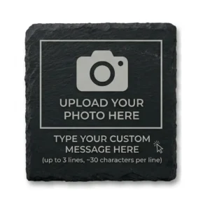 Personalised Slate Coasters (Set of 4) – Custom Photo & Message Laser Engraved