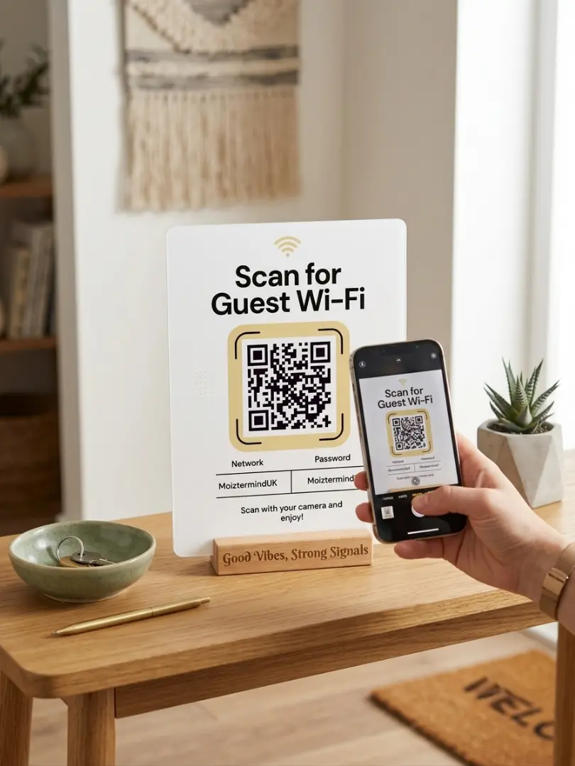 Personalised Guest WiFi QR Code Plaque, Aluminium & Wood - Image 5
