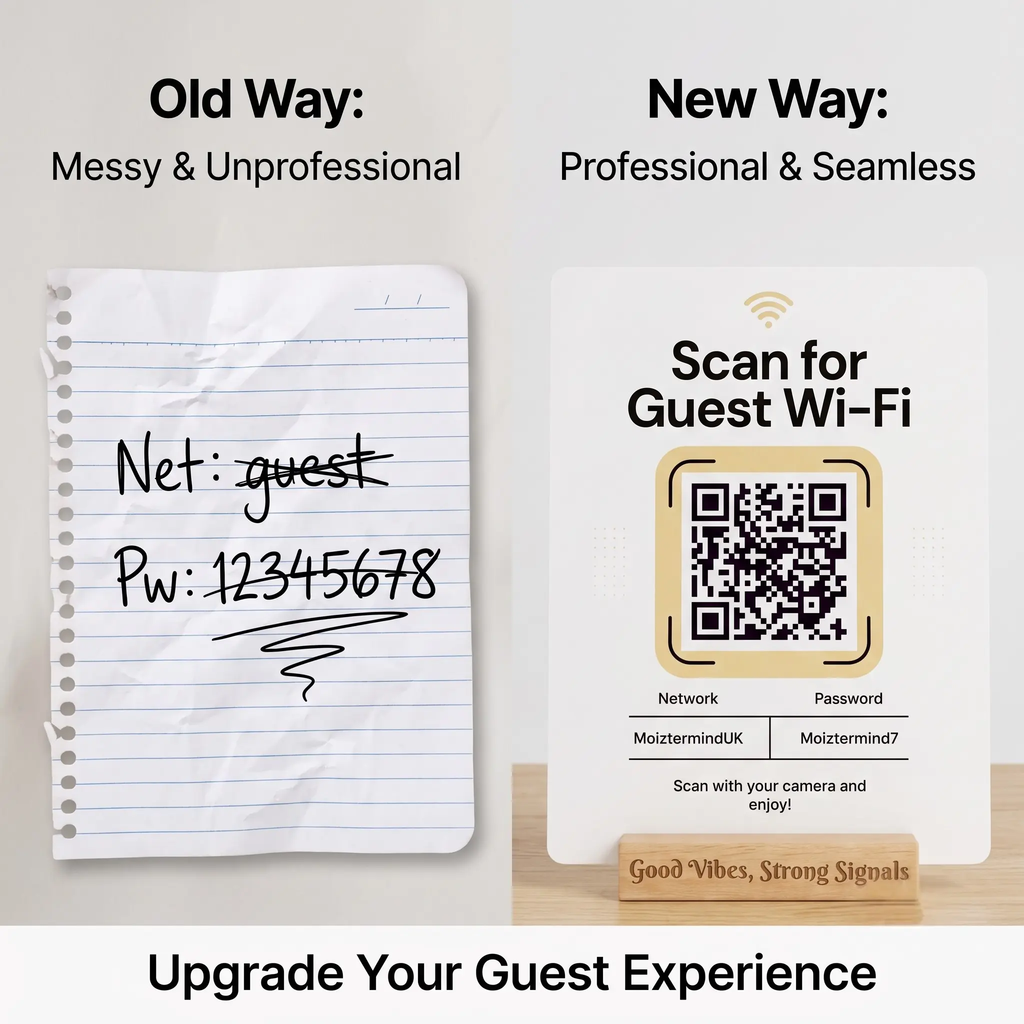 Personalised Guest WiFi QR Code Plaque, Aluminium & Wood - Image 3
