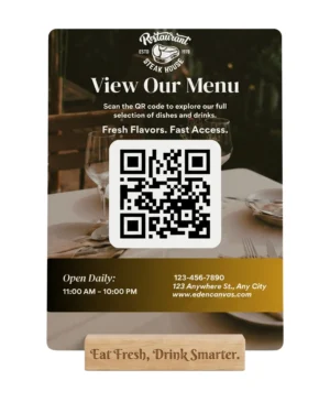 Custom QR Code Menu Sign | Aluminium & Wood
