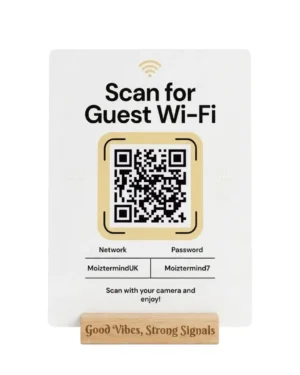 Personalised Guest WiFi QR Code Plaque, Aluminium & Wood